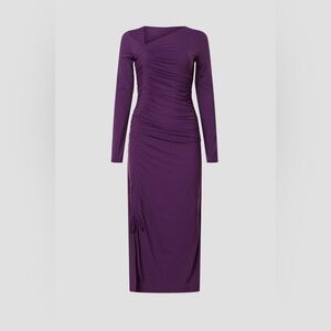 Rachel Parcell Deep Purple Long-Sleeve Ruched Maxi Dress